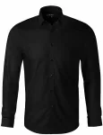 Lacná pánska košeľa s dlhým rukávom slim fit, čierna