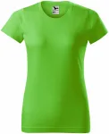 Lacné dámske tričko jednoduché, jablkovo zelená