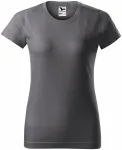 Lacné dámske tričko jednoduché, oceľovo sivá