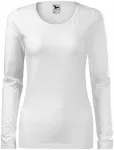 Lacné dámske tričko priliehavé s dlhým rukávom, biela