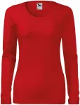 Lacné dámske tričko priliehavé s dlhým rukávom, červená