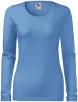 Lacné dámske tričko priliehavé s dlhým rukávom, nebeská modrá