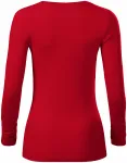 Lacné dámske tričko s dlhými rukávmi a hlbším výstrihom, formula červená