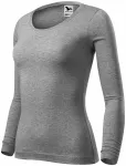 Lacné dámske tričko s dlhými rukávmi, tmavosivý melír