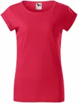 Lacné dámske tričko s vyhrnutými rukávmi, červený melír