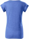 Lacné dámske tričko s vyhrnutými rukávmi, modrý melír