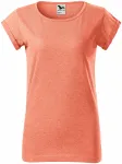 Lacné dámske tričko s vyhrnutými rukávmi, sunset melír