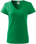 Lacné dámske tričko zúžene, raglánový rukáv, trávová zelená