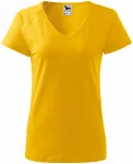 Lacné dámske tričko zúžene, raglánový rukáv, žltá