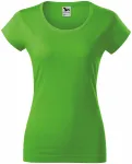 Lacné dámske tričko zúžené s okrúhlym výstrihom, jablkovo zelená