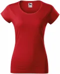 Lacné dámske tričko zúžené s okrúhlym výstrihom, červená
