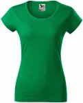 Lacné dámske tričko zúžené s okrúhlym výstrihom, trávová zelená