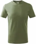 Lacné detské tričko jednoduché, khaki
