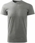 Lacné pánske tričko jednoduché, tmavosivý melír